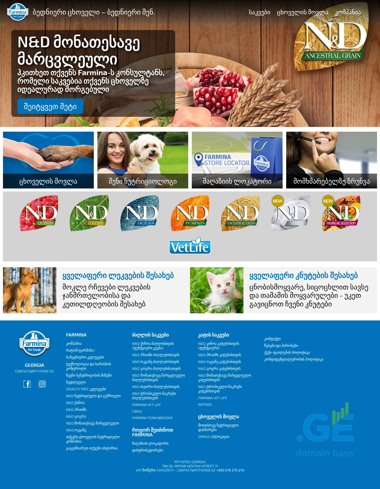 Screenshot of the site farmina.ge
