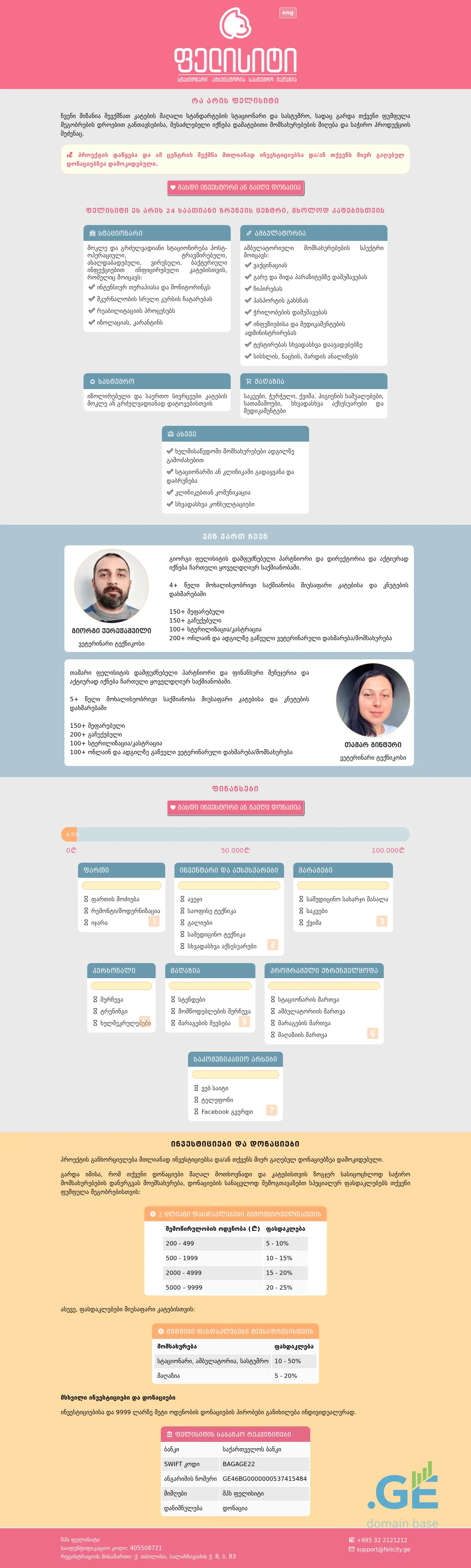 Screenshot of the site felicity.ge