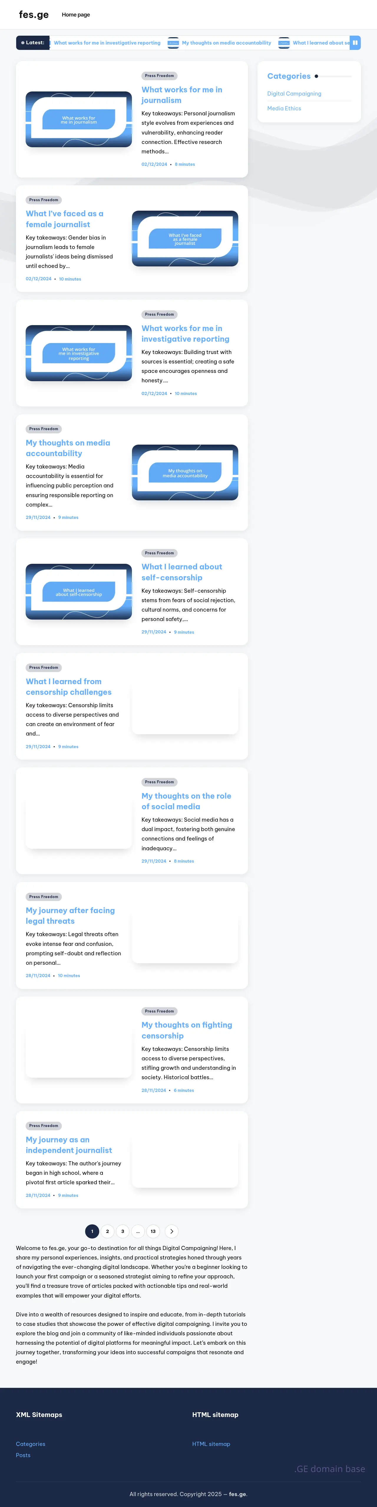 Screenshot of the site fes.ge