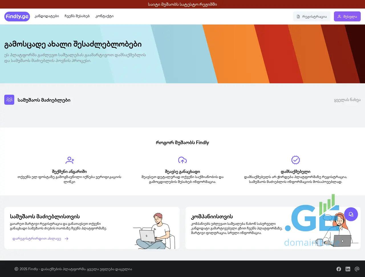 Screenshot of the site findly.ge