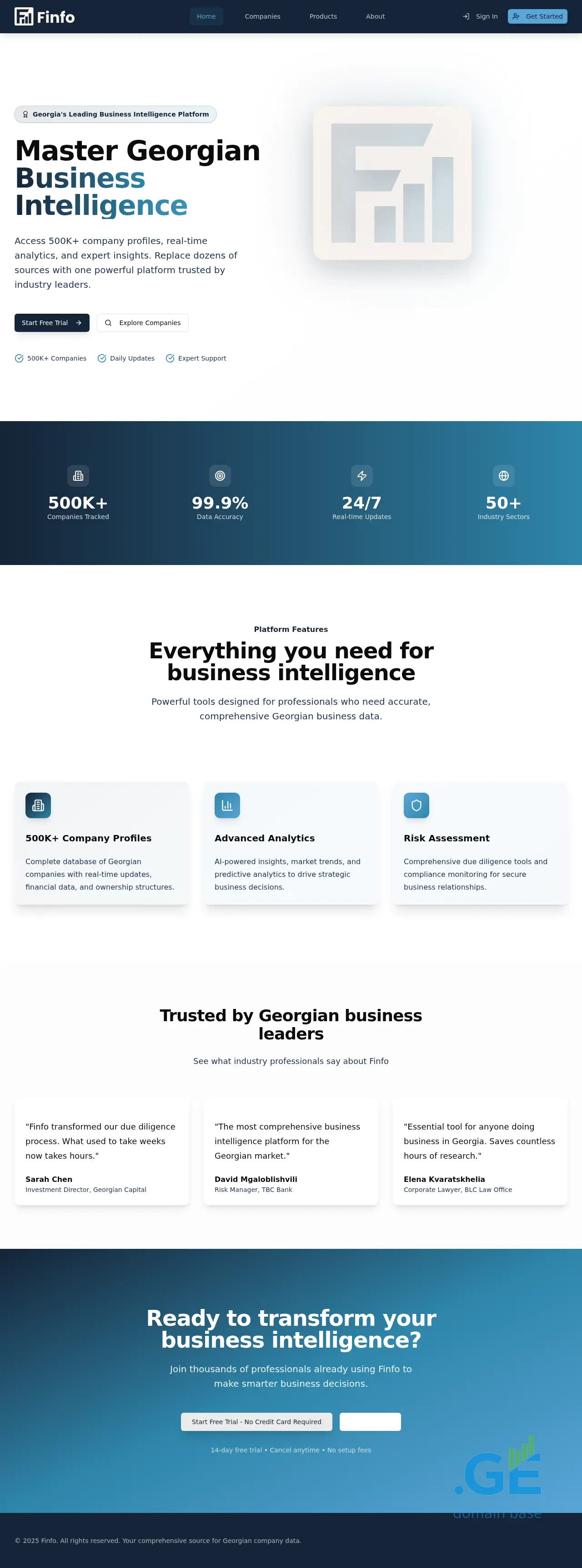 Screenshot of the site finfo.ge