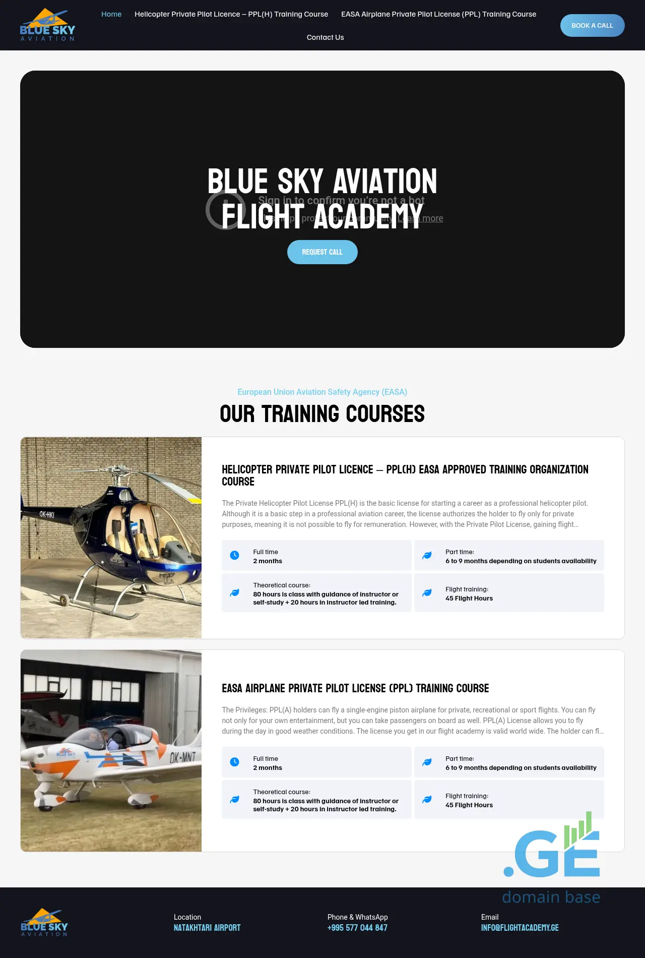 Screenshot of the site flightacademy.ge