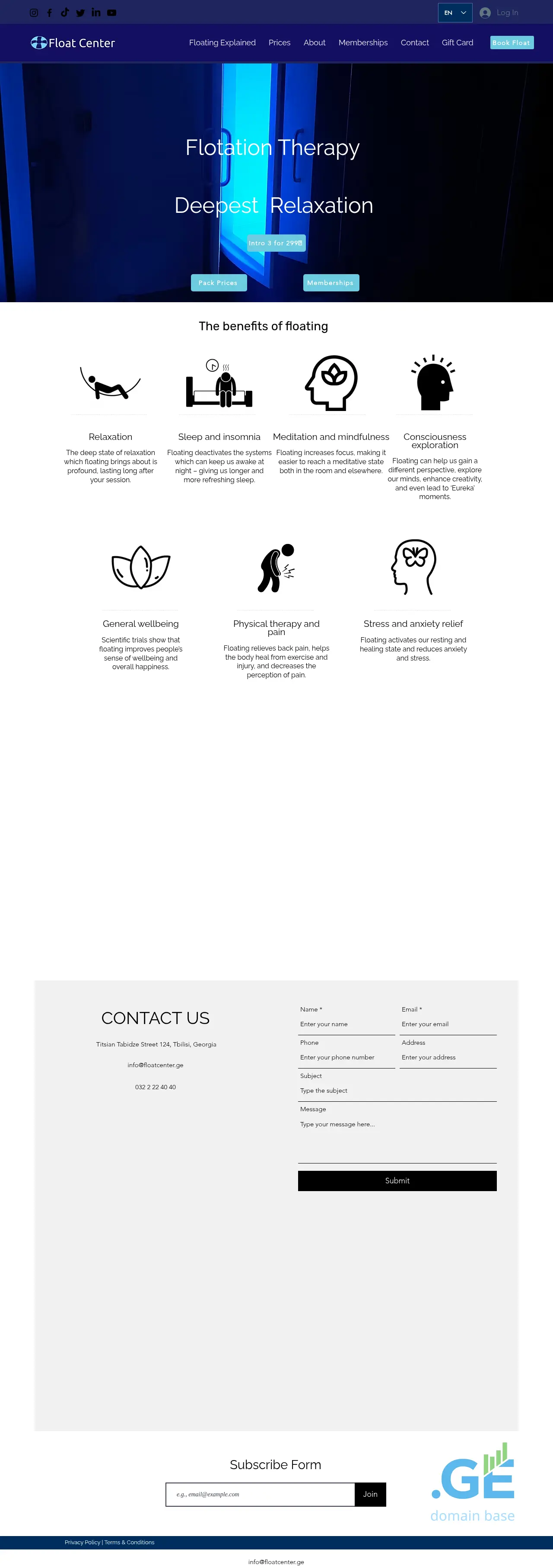 Screenshot of the site floatcenter.ge