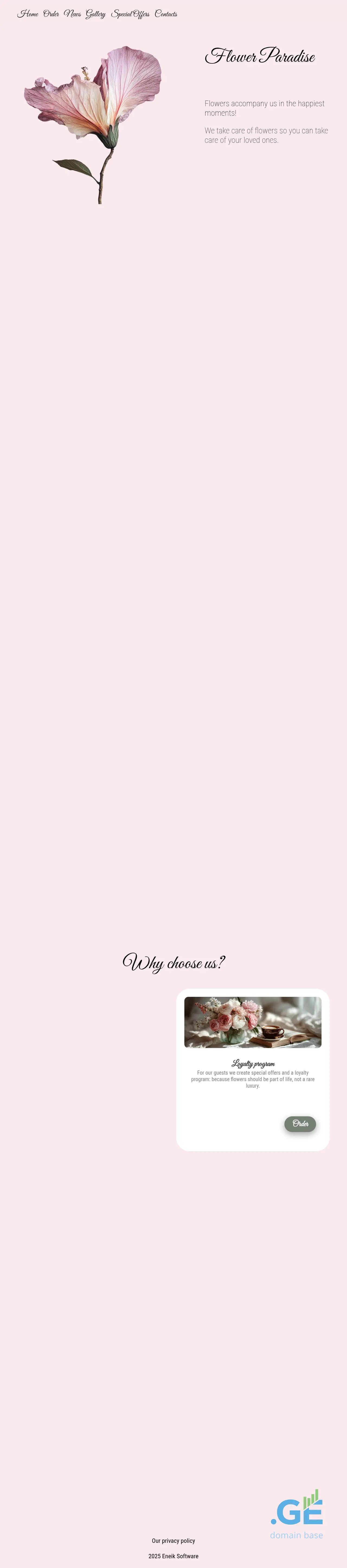 Screenshot of the site flowersparadise.ge