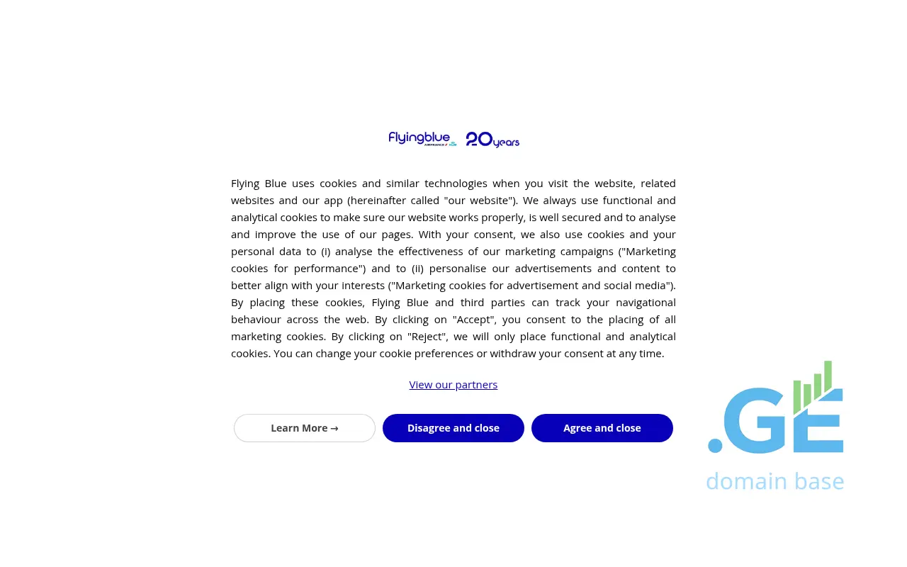 Screenshot of the site flyingblue.ge
