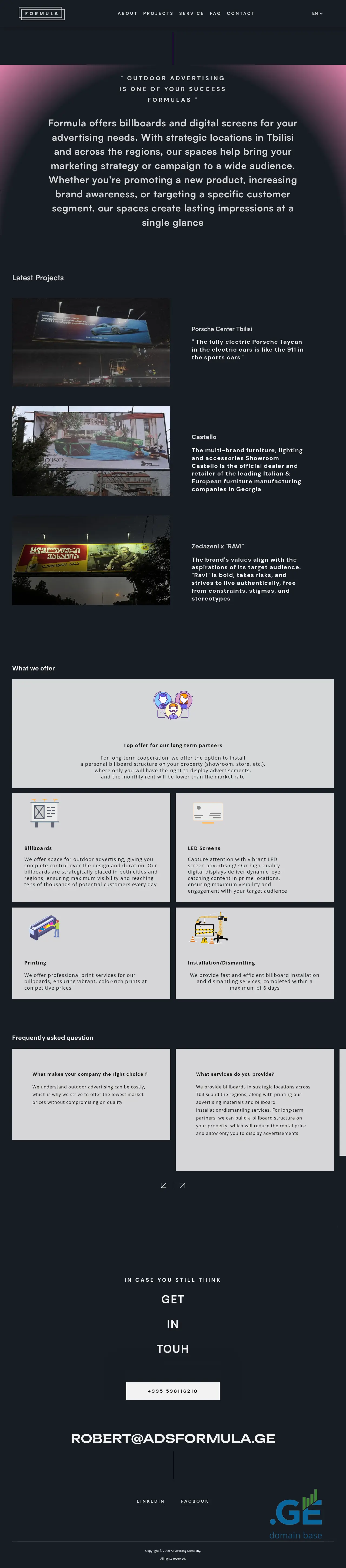 Screenshot of the site formulaads.ge