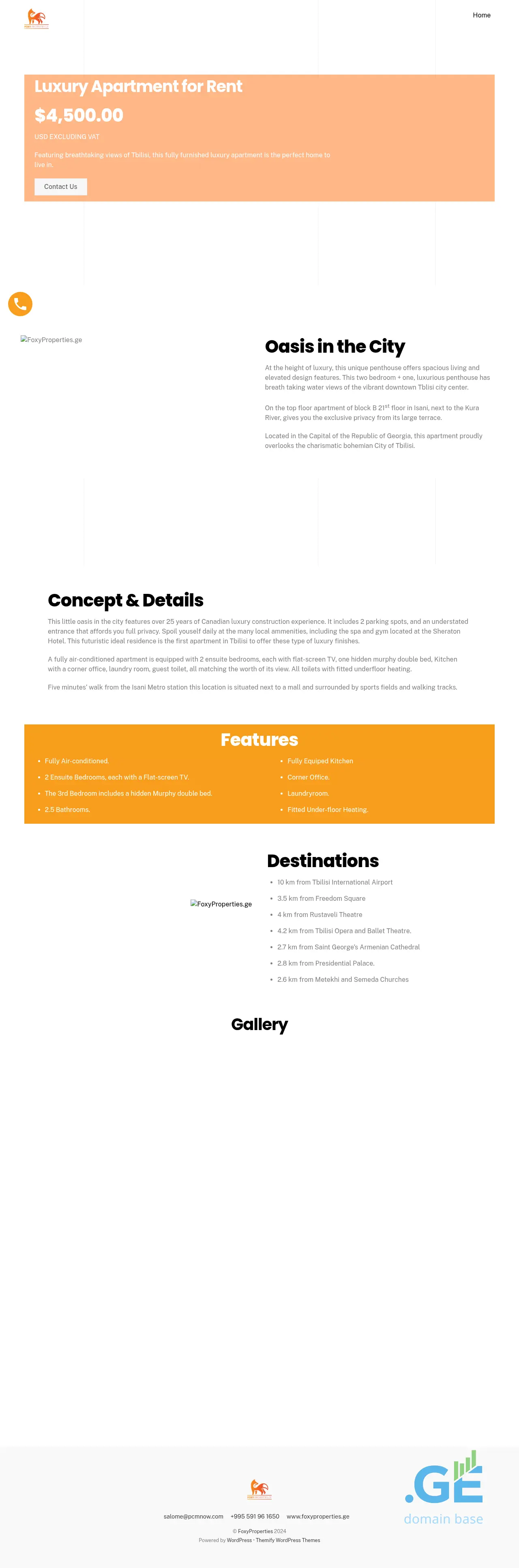 Screenshot of the site foxyproperties.ge