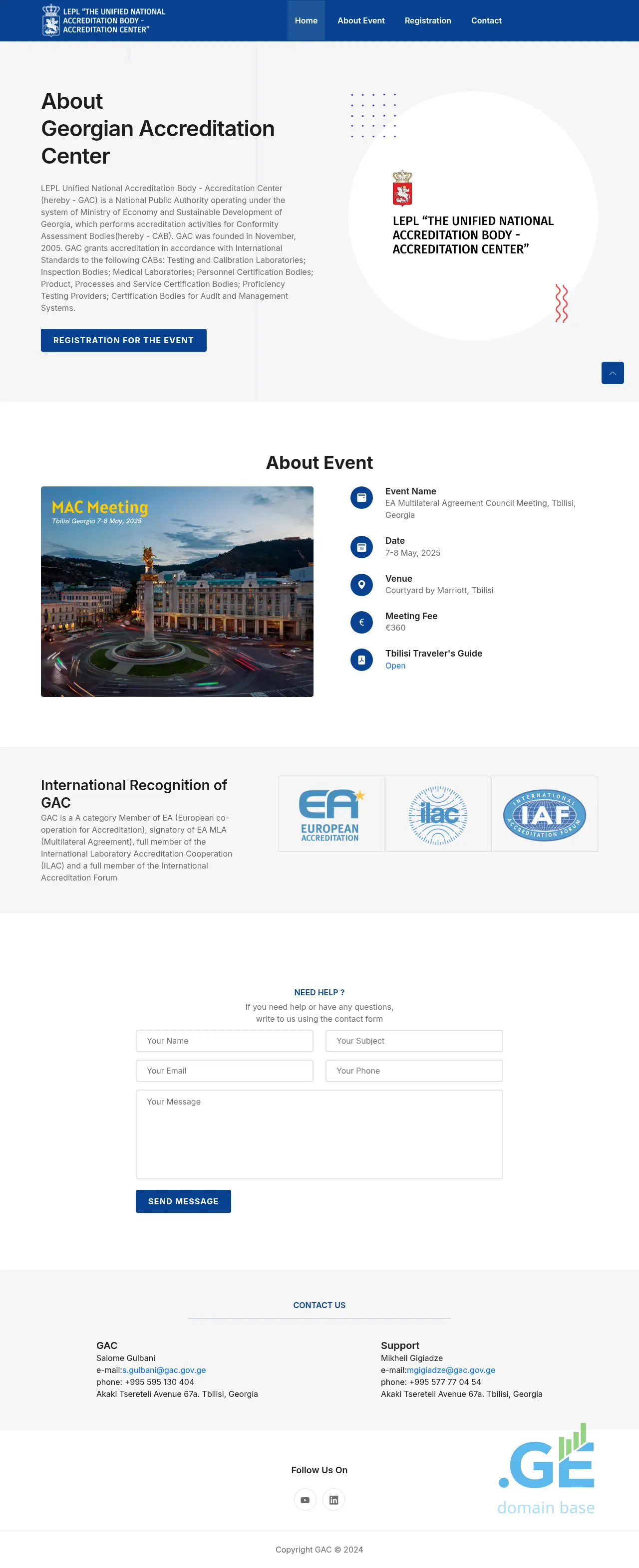 Screenshot of the site gacevents.ge