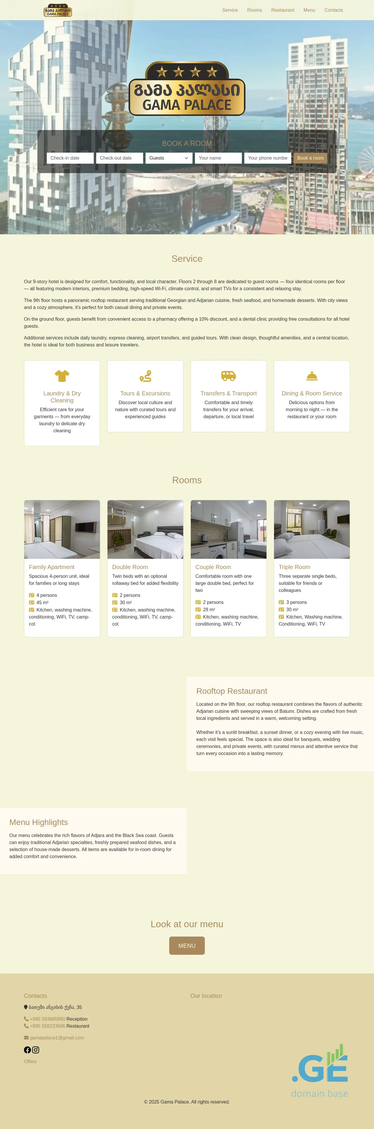 Screenshot of the site gamapalace.ge