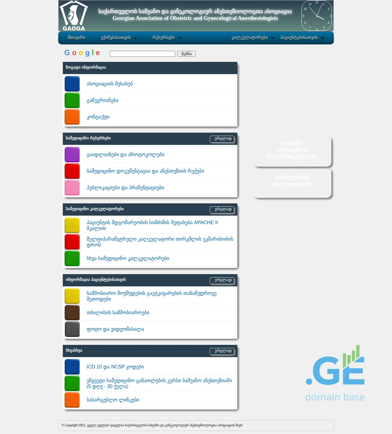 Screenshot of the site gaoga.org.ge