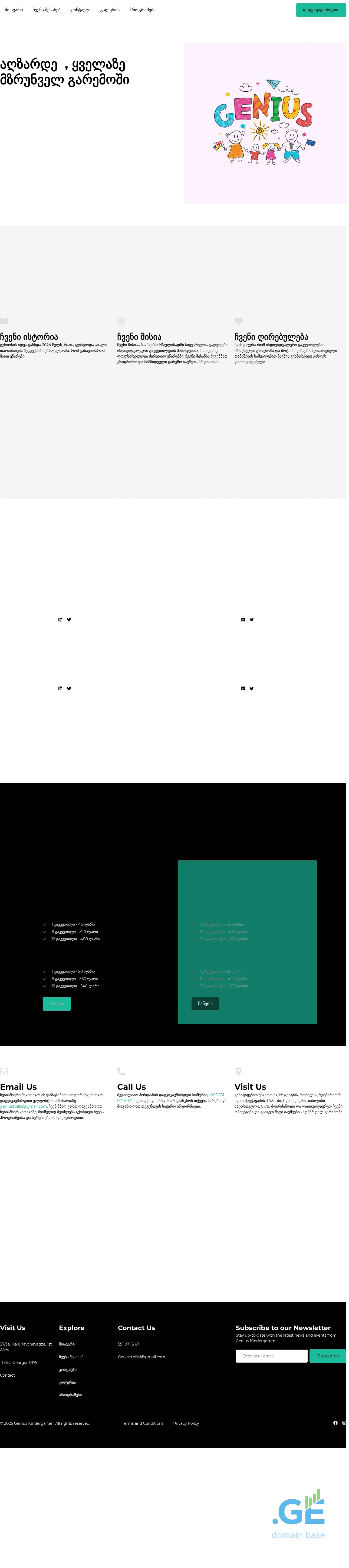 Screenshot of the site geniosi.ge