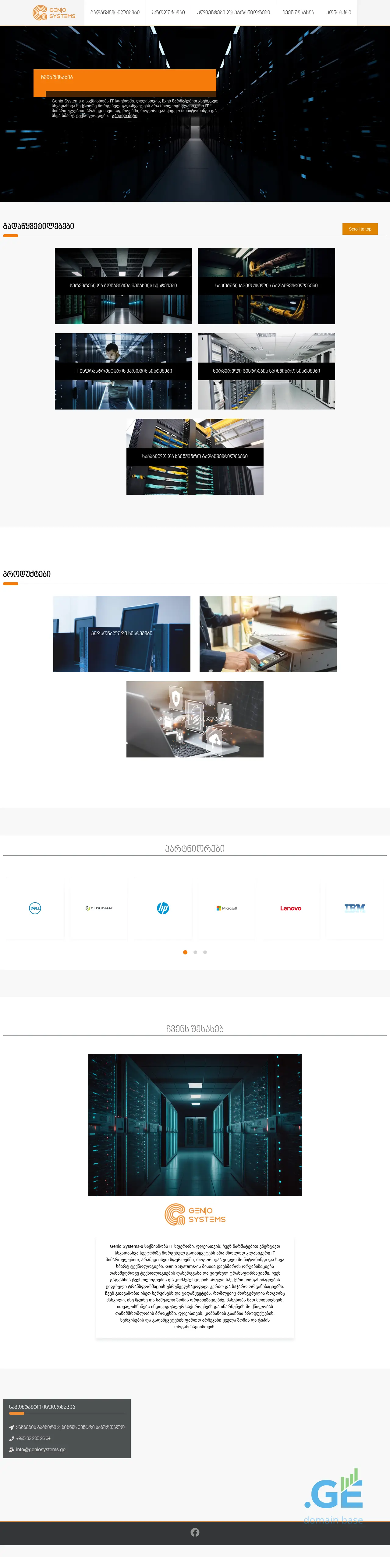 Screenshot of the site geniosystems.ge