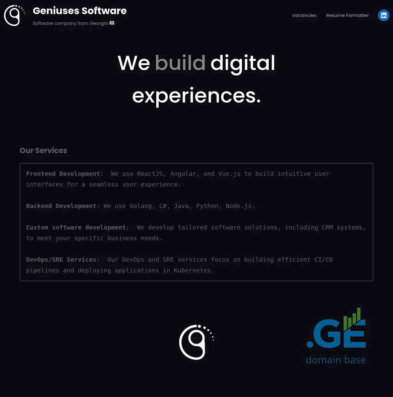 Screenshot of the site gensoft.ge