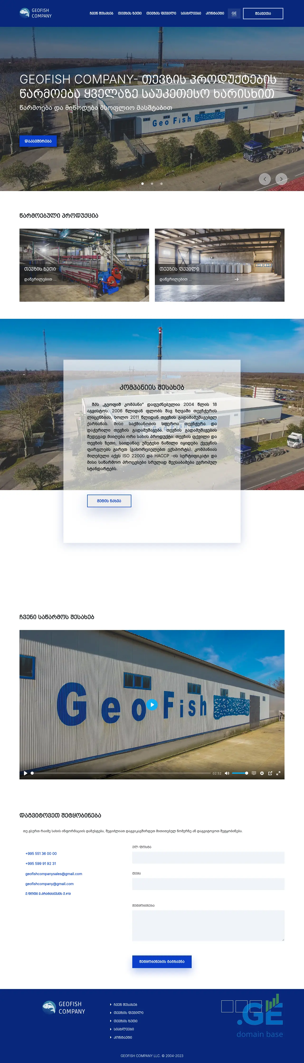 Screenshot of the site geofishcompany.ge