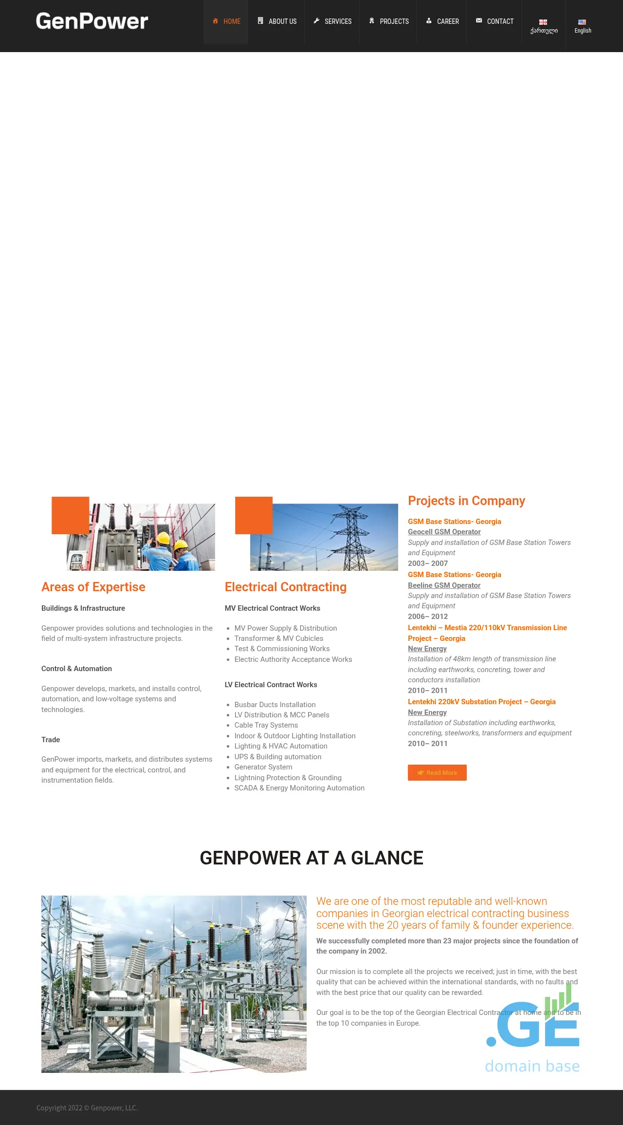Screenshot of the site geogenpower.ge