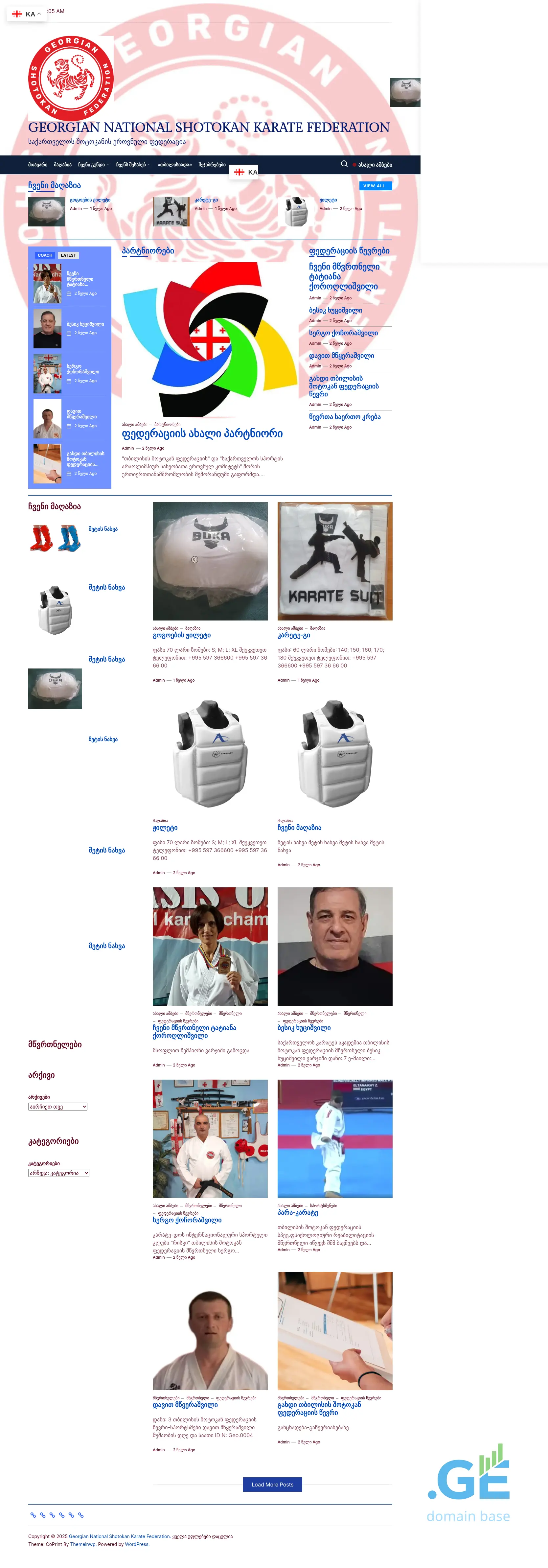 Screenshot of the site geokarate.ge