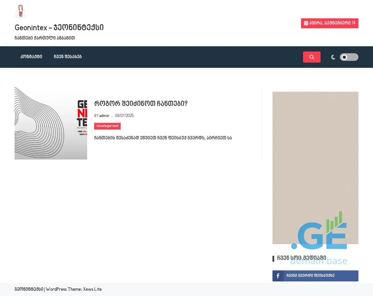 Screenshot of the site geonintex.ge