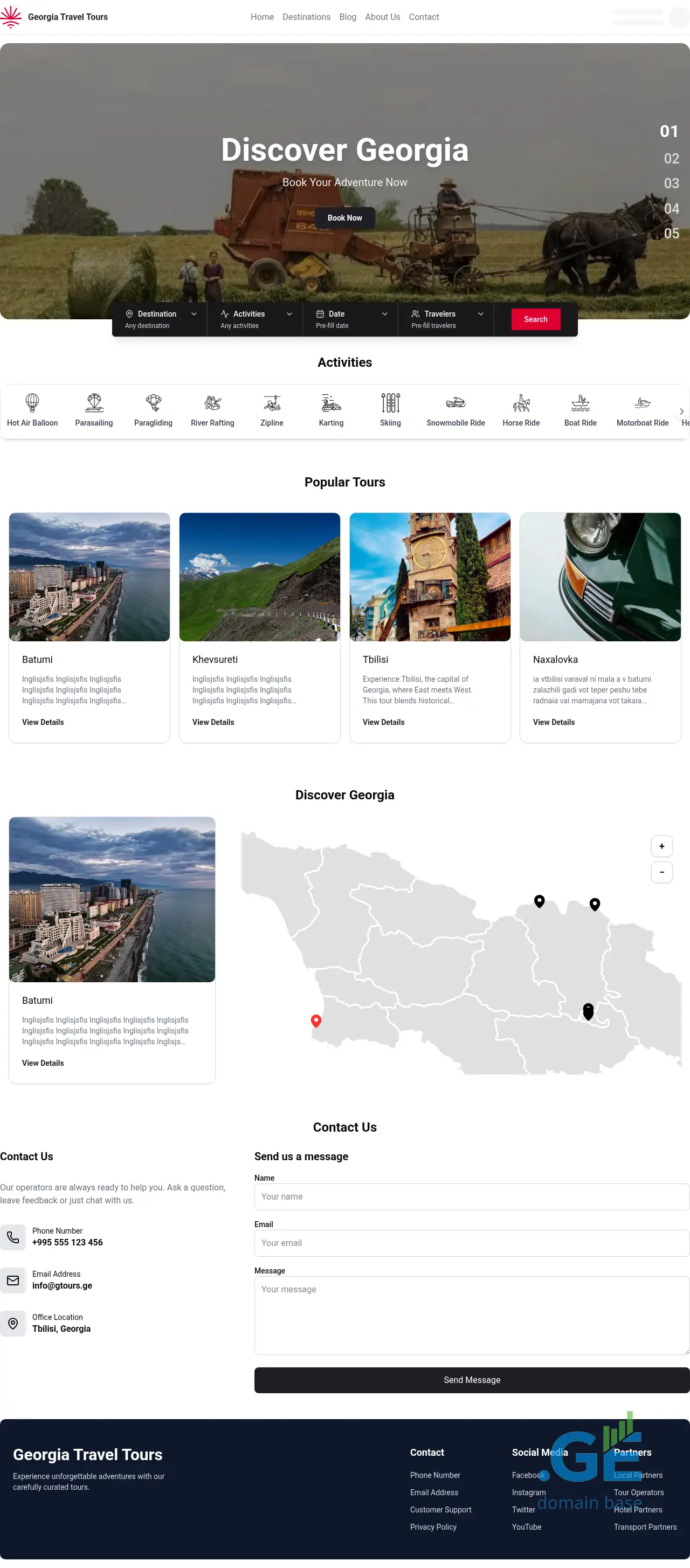 Screenshot of the site georgiatraveltours.ge