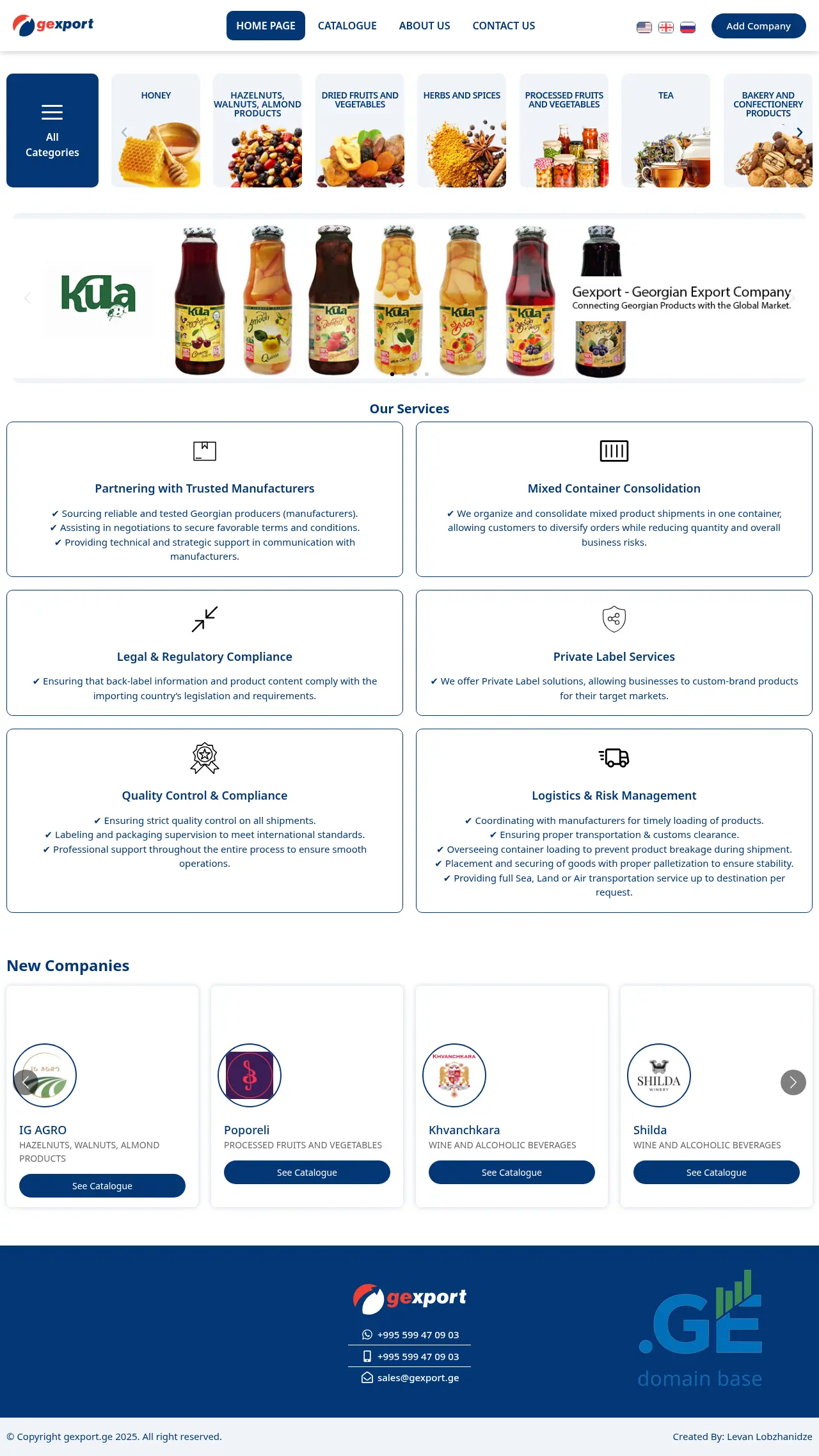 Screenshot of the site gexport.ge