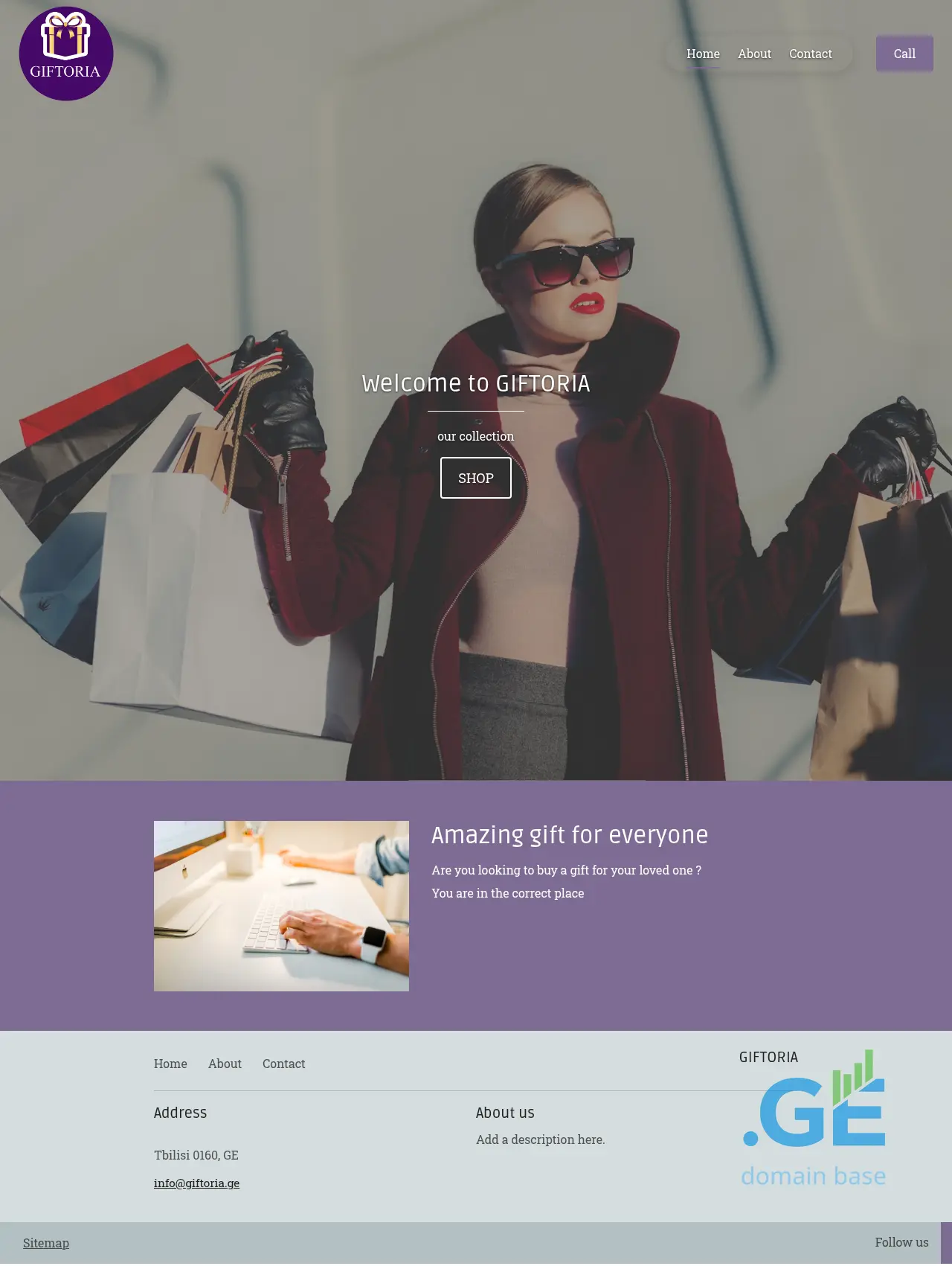 Screenshot of the site giftoria.ge