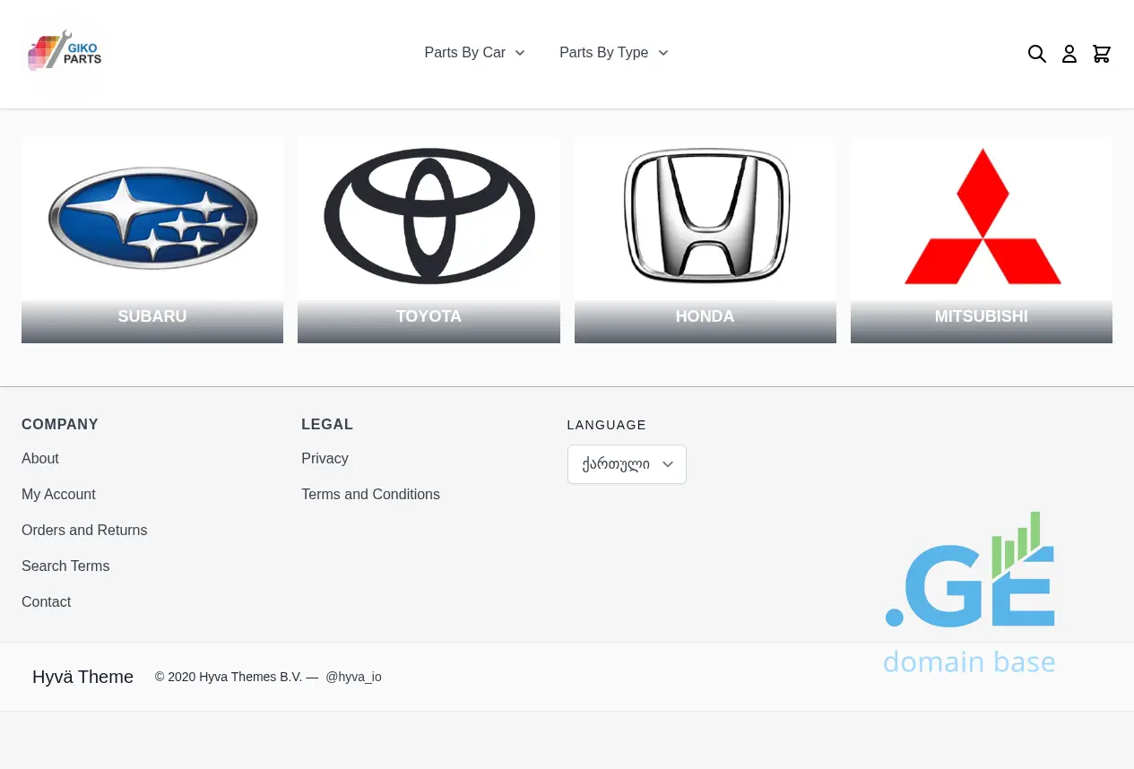 Screenshot of the site gikoparts.ge