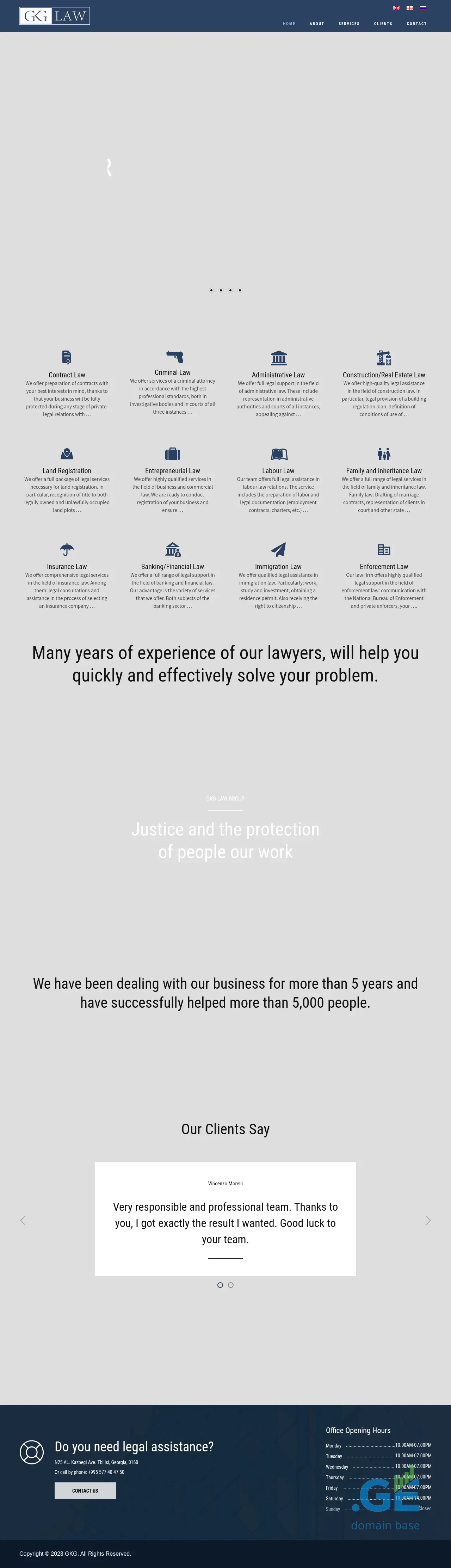 Screenshot of the site gkglaw.ge