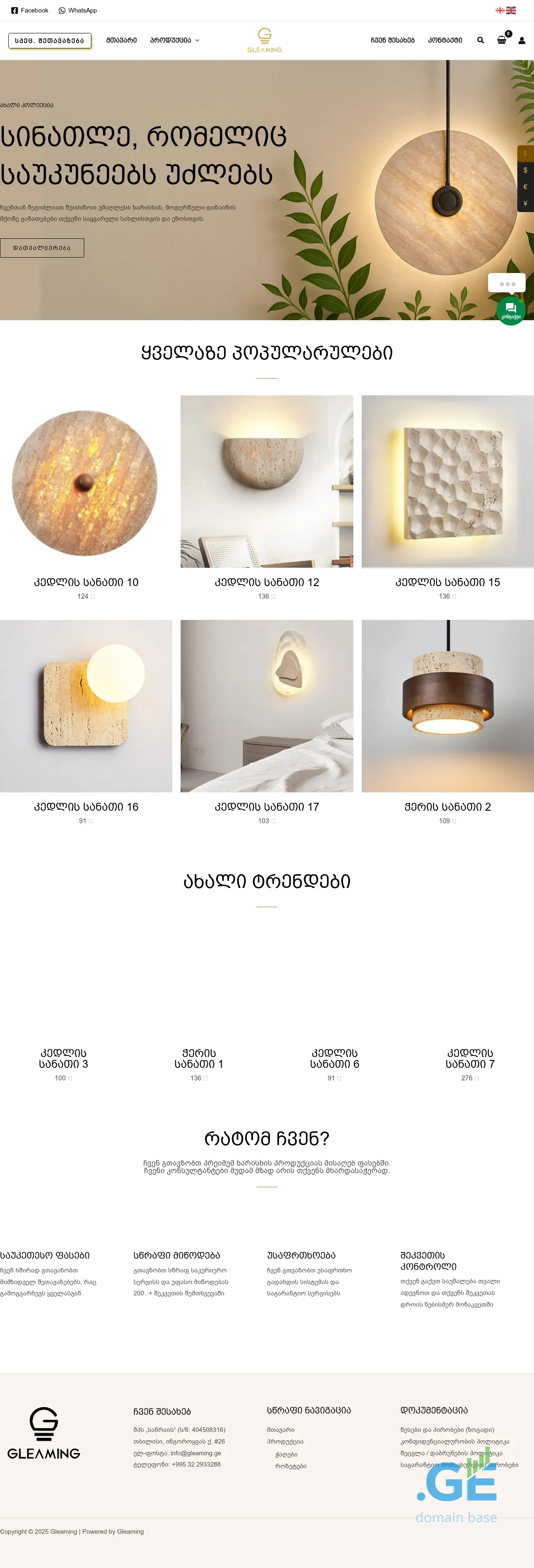 Screenshot of the site gleaming.ge