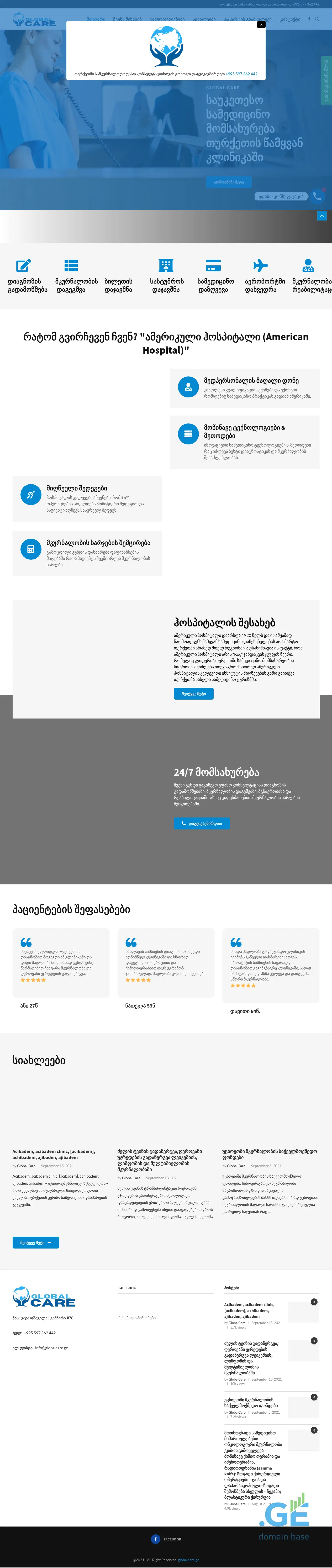 Screenshot of the site globalcare.ge