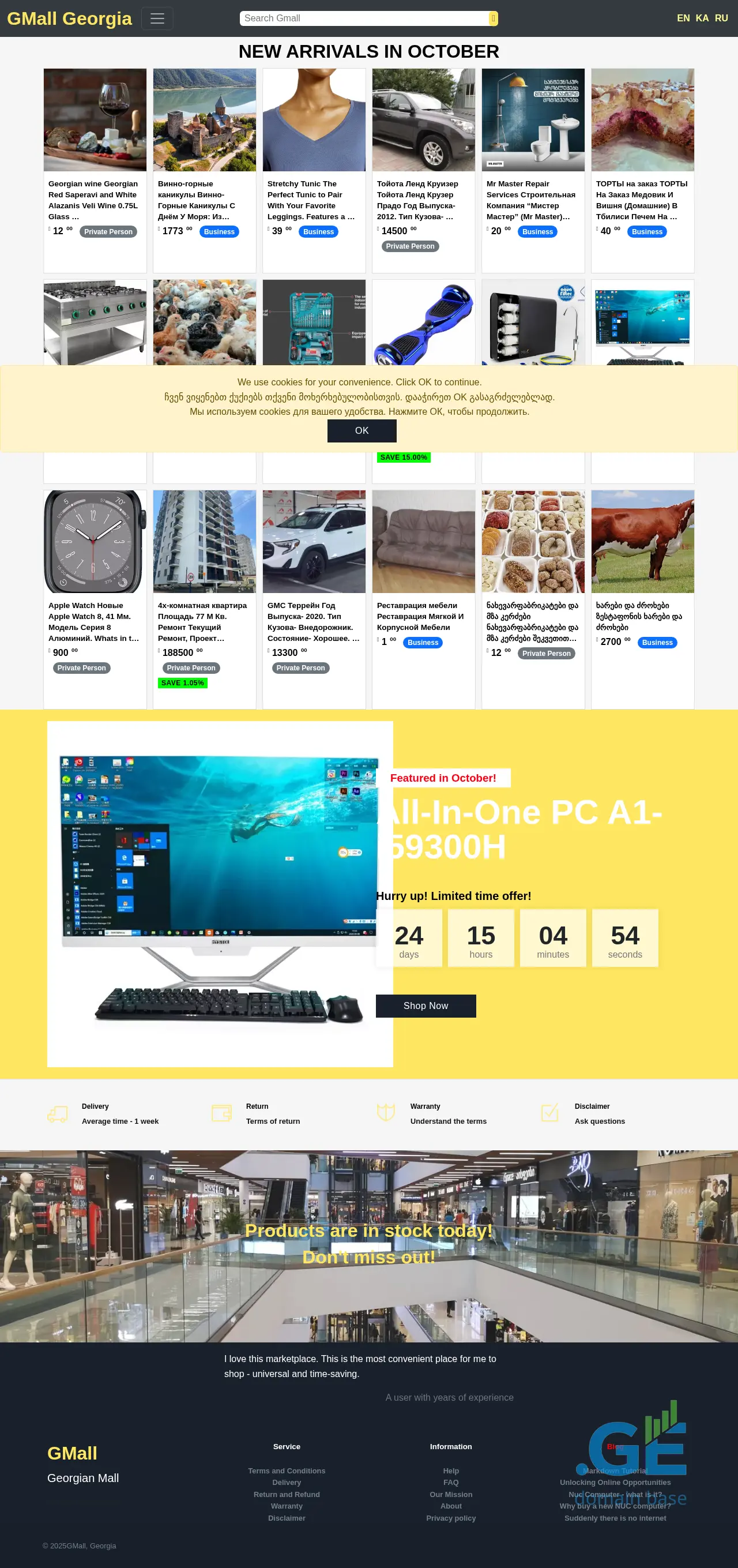 Screenshot of the site gmall.ge