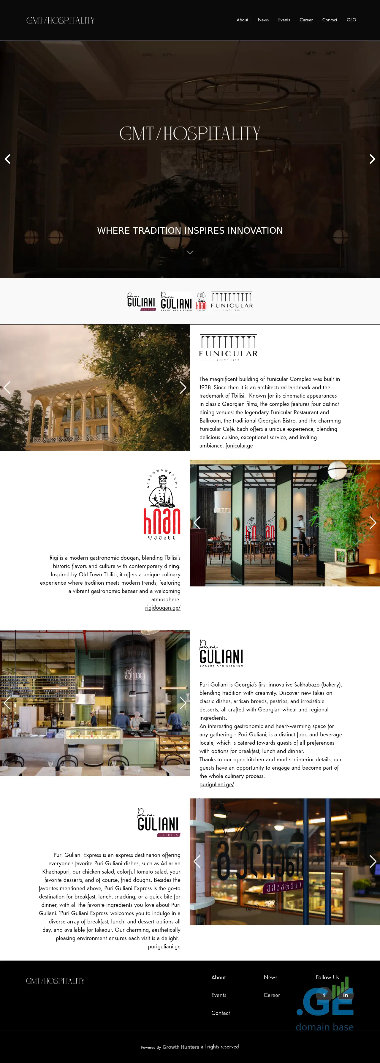 Screenshot of the site gmthospitality.ge