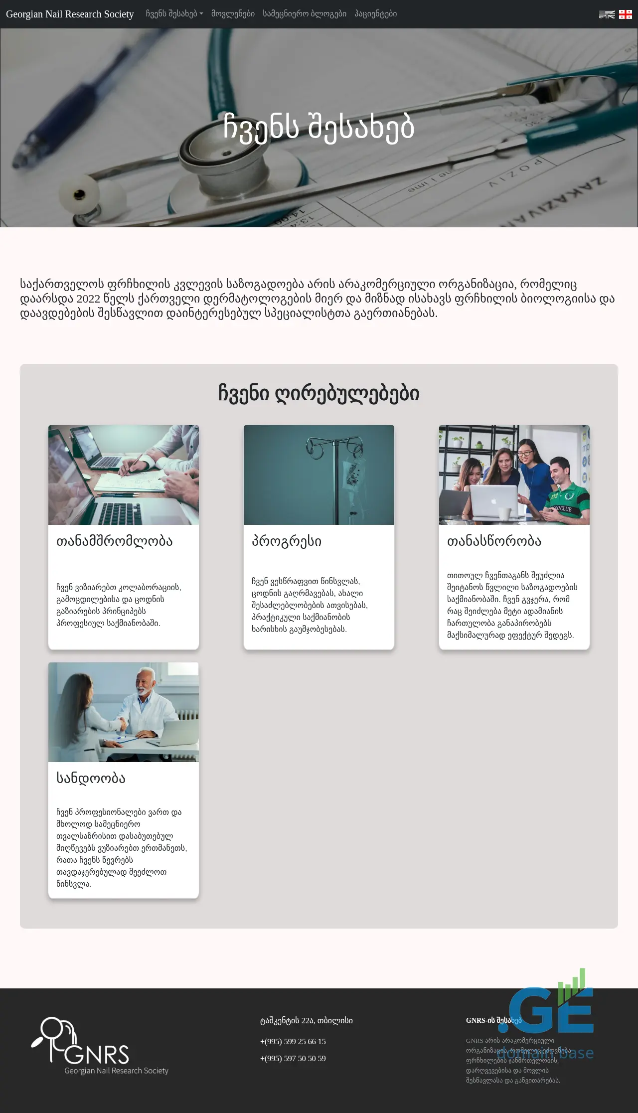 Screenshot of the site gnrs.ge