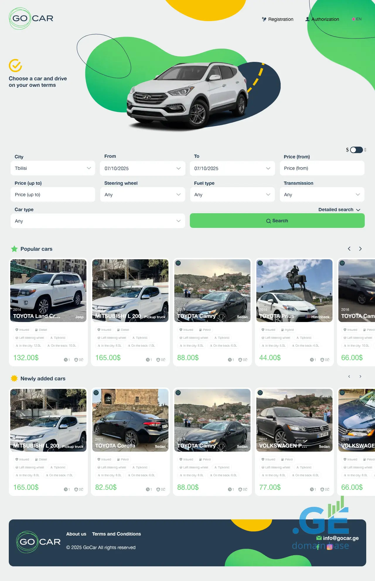 Screenshot of the site gocar.ge
