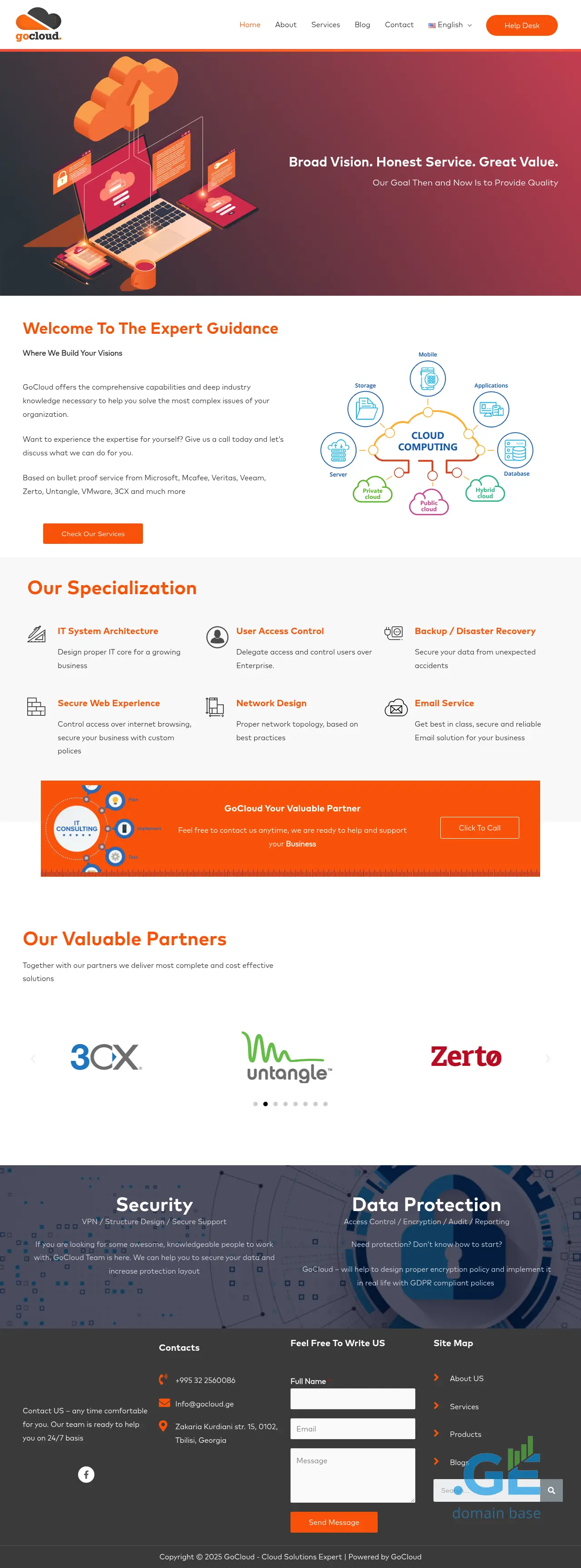 Screenshot of the site gocloud.ge