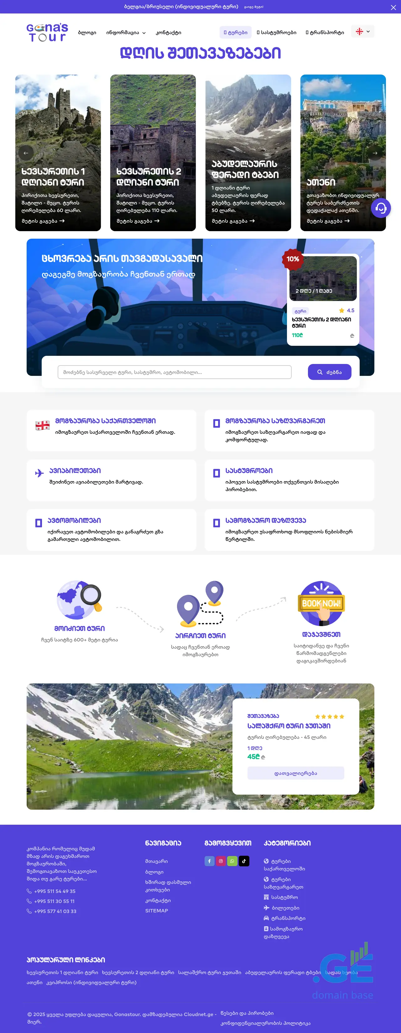 Screenshot of the site gonastour.ge