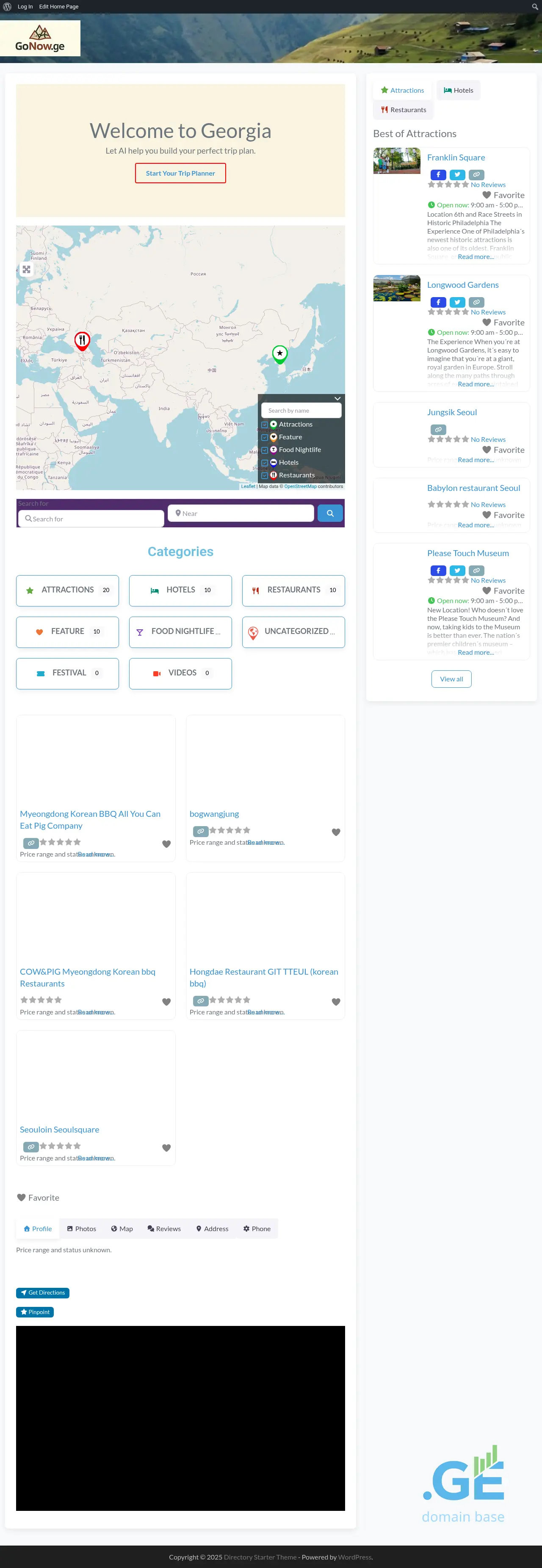 Screenshot of the site gonow.ge