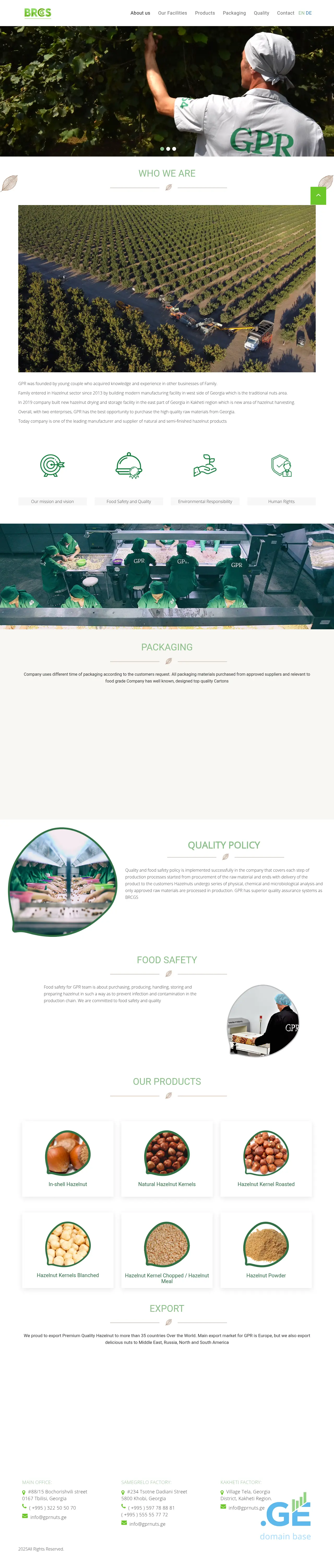 Screenshot of the site gprnuts.ge