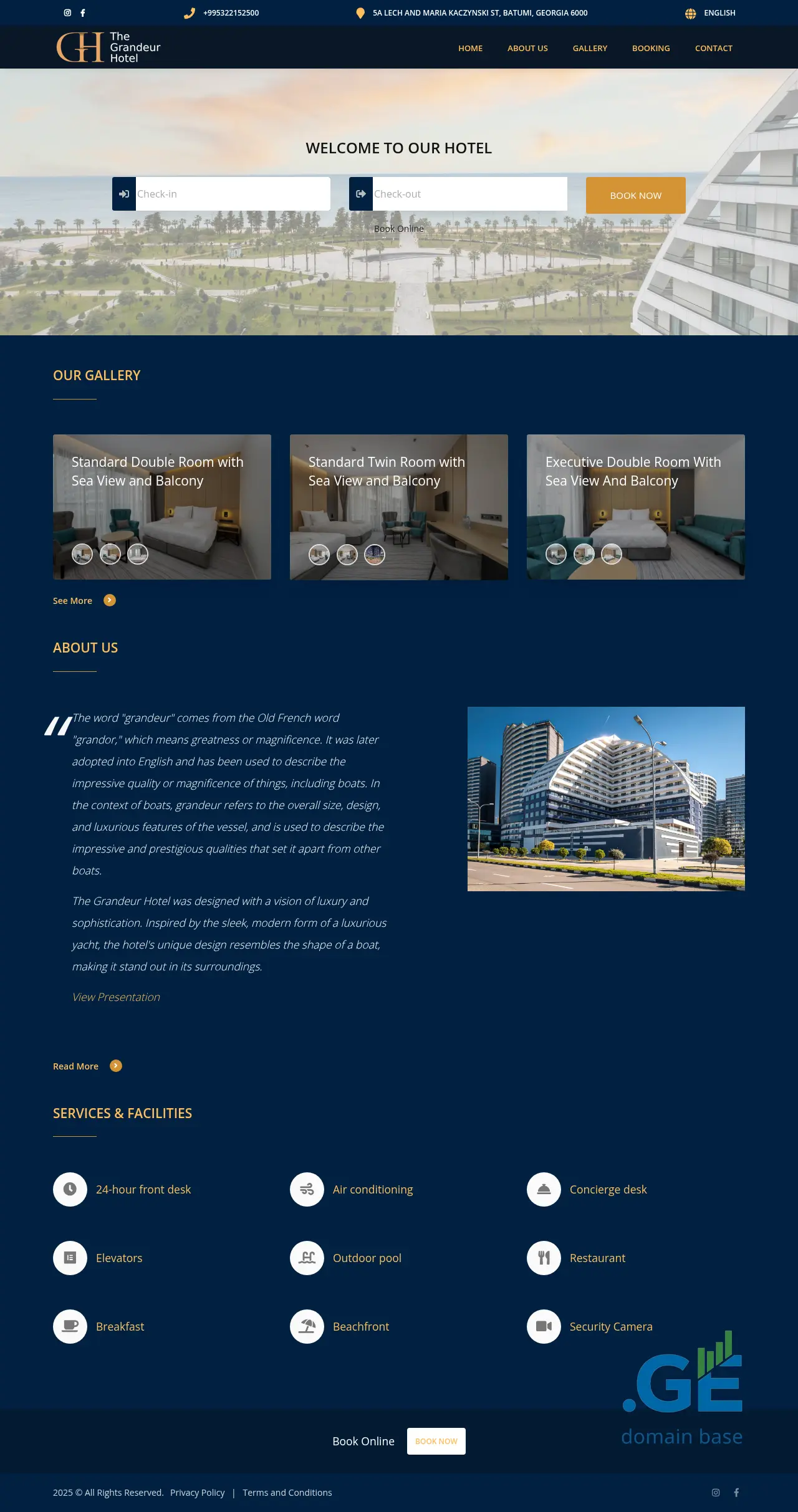 Screenshot of the site grandeurhotel.ge