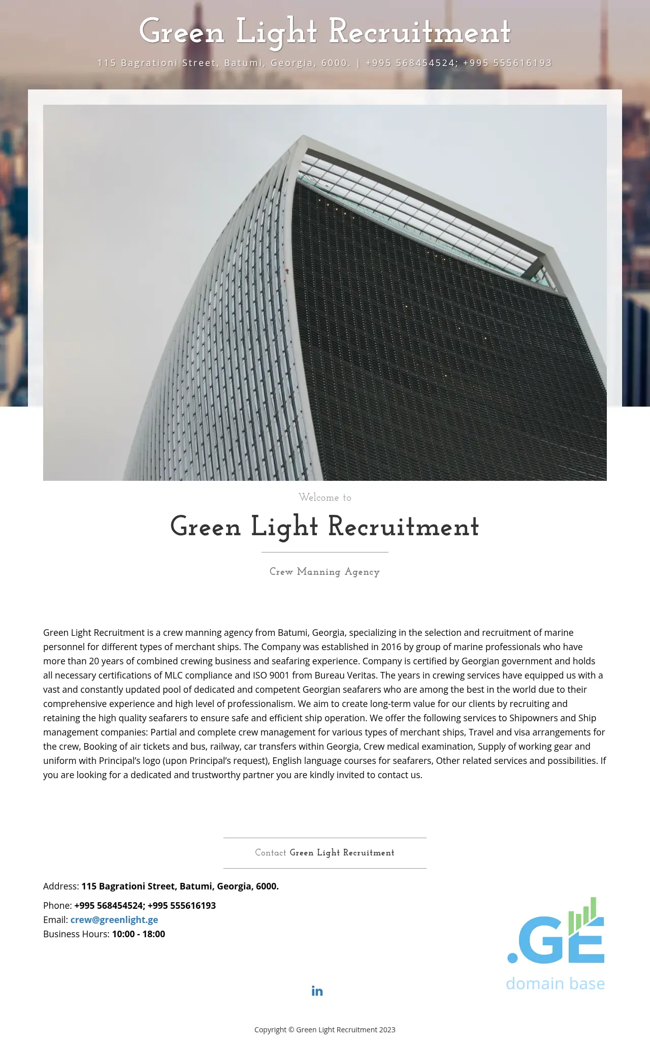 Screenshot of the site greenlight.ge