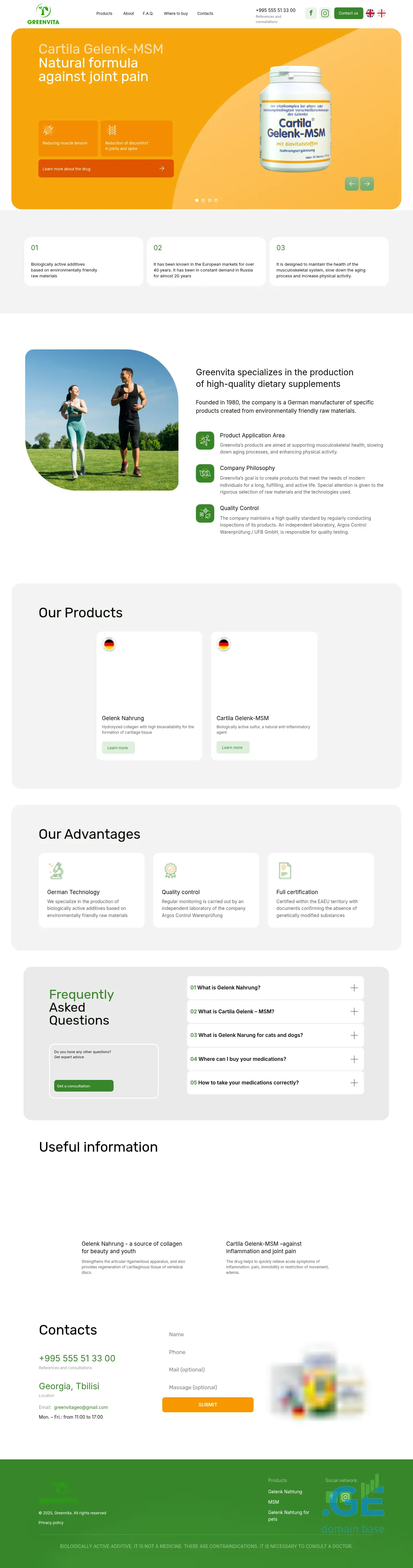 Screenshot of the site greenvita.ge