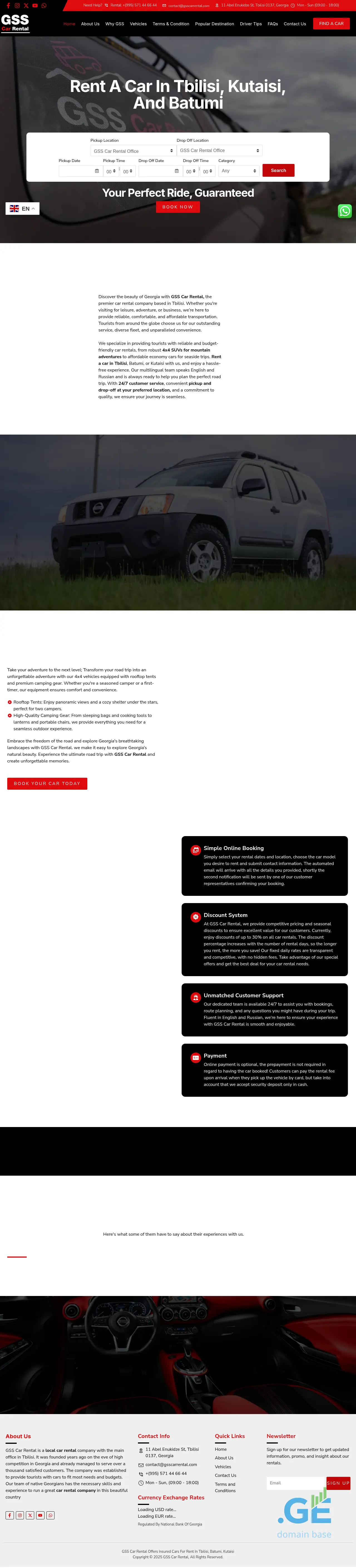 Screenshot of the site gsscarrental.ge