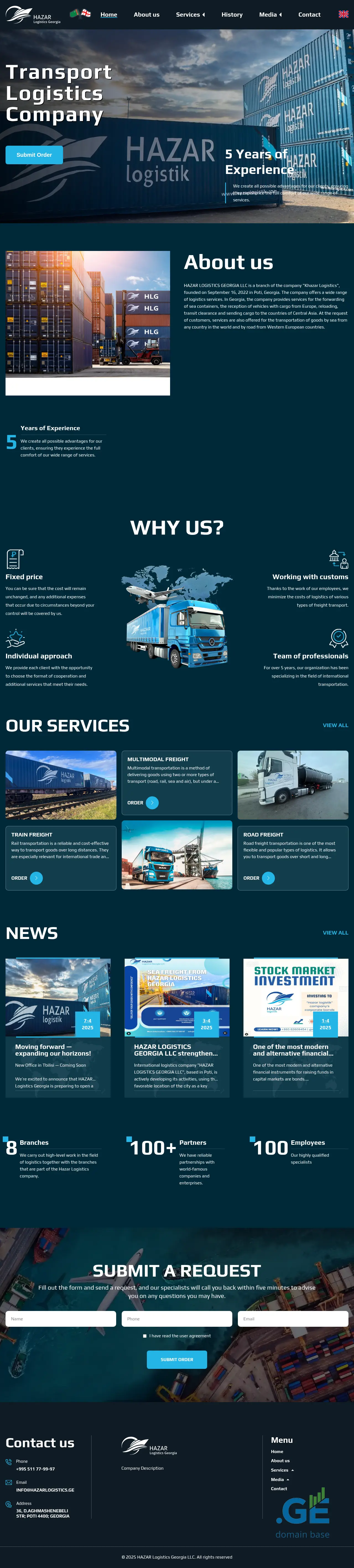 Screenshot of the site hazarlogistics.ge