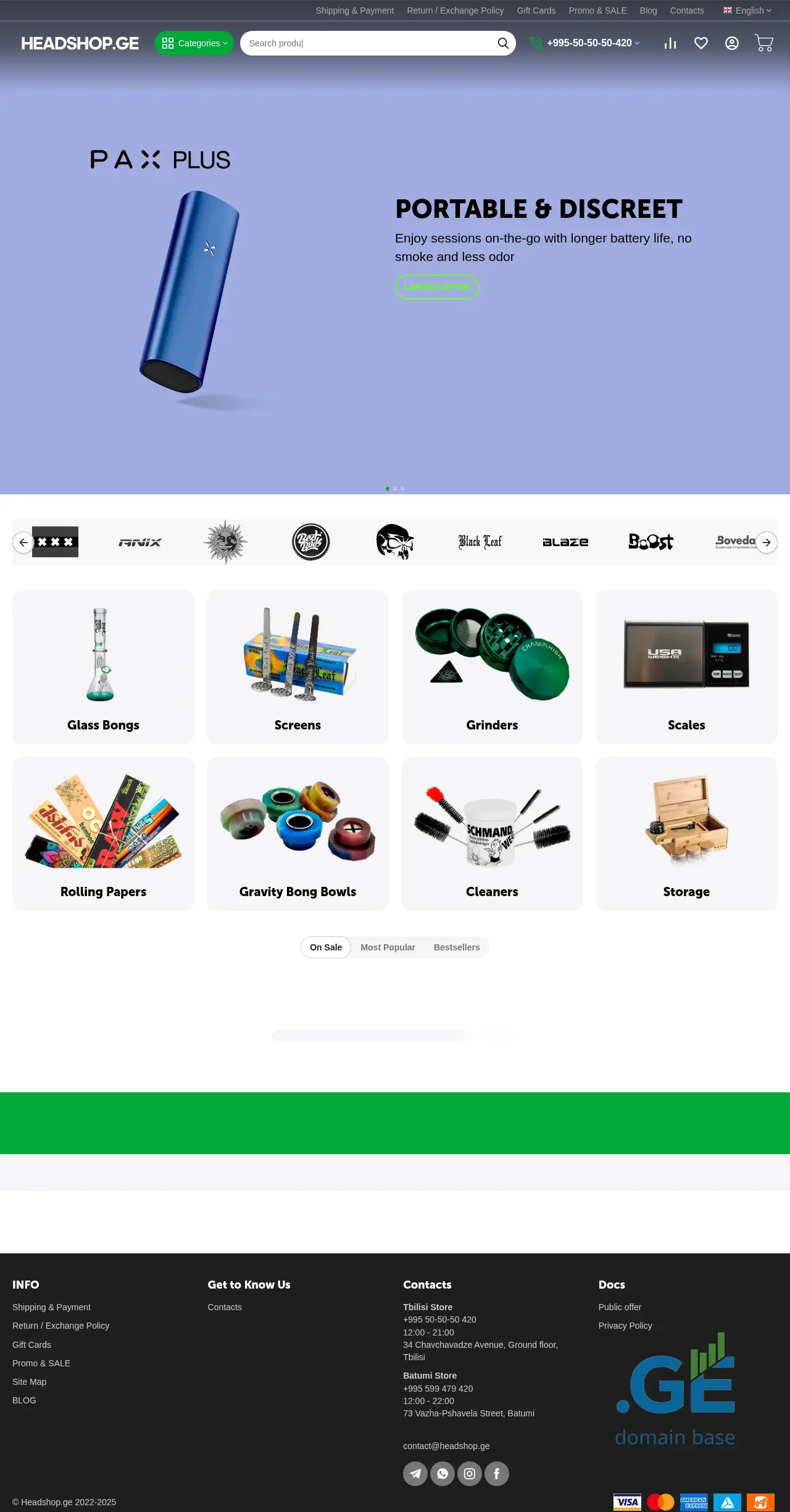 Screenshot of the site headshop.ge