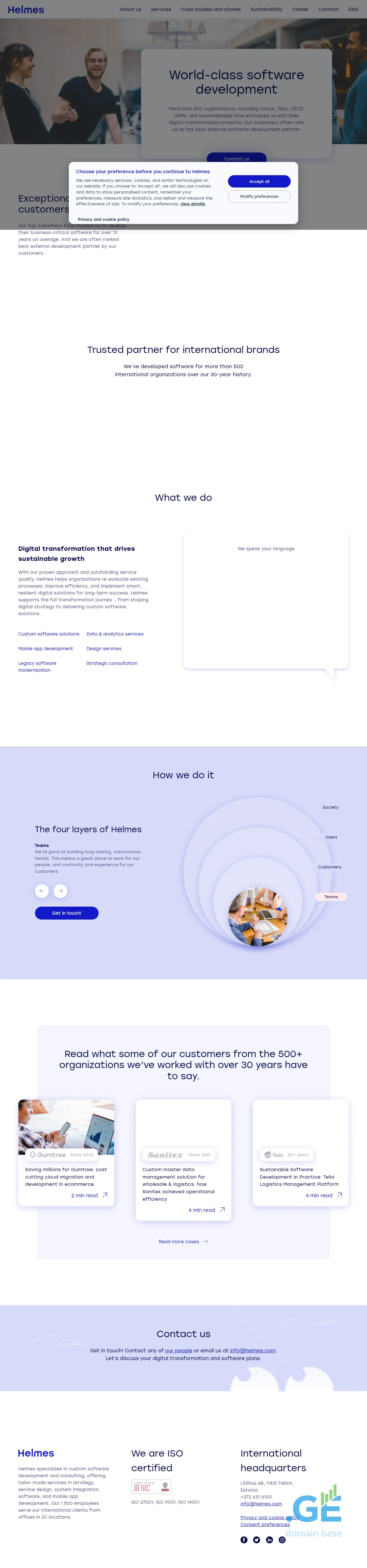 Screenshot of the site helmes.ge