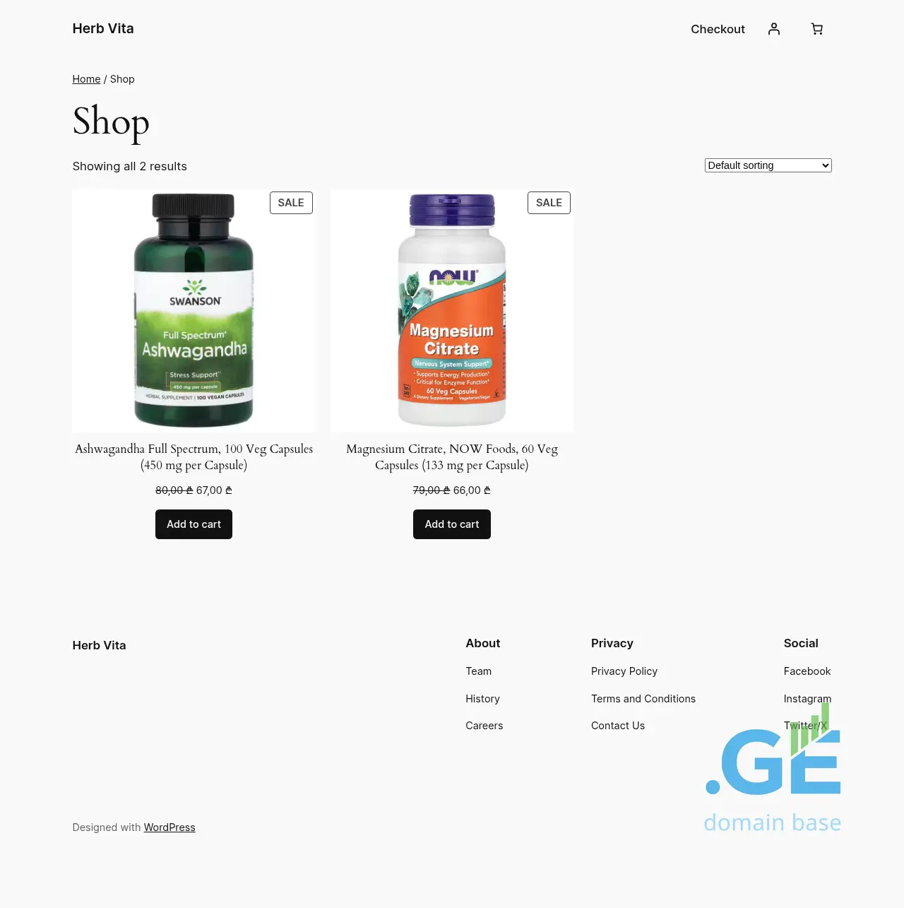 Screenshot of the site herbvita.ge