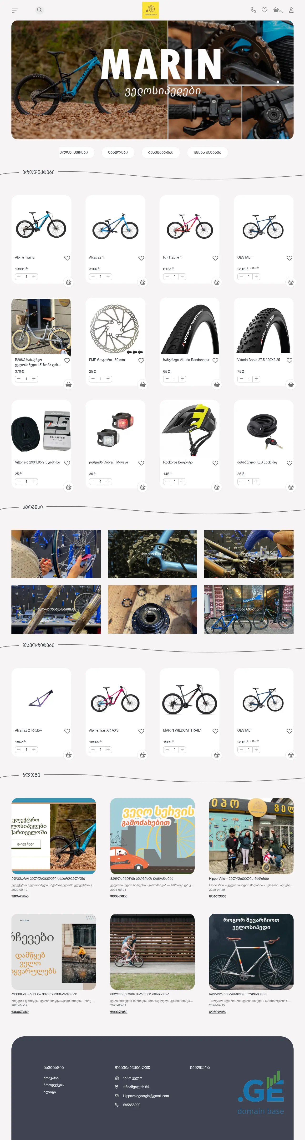 Screenshot of the site hippovelo.ge