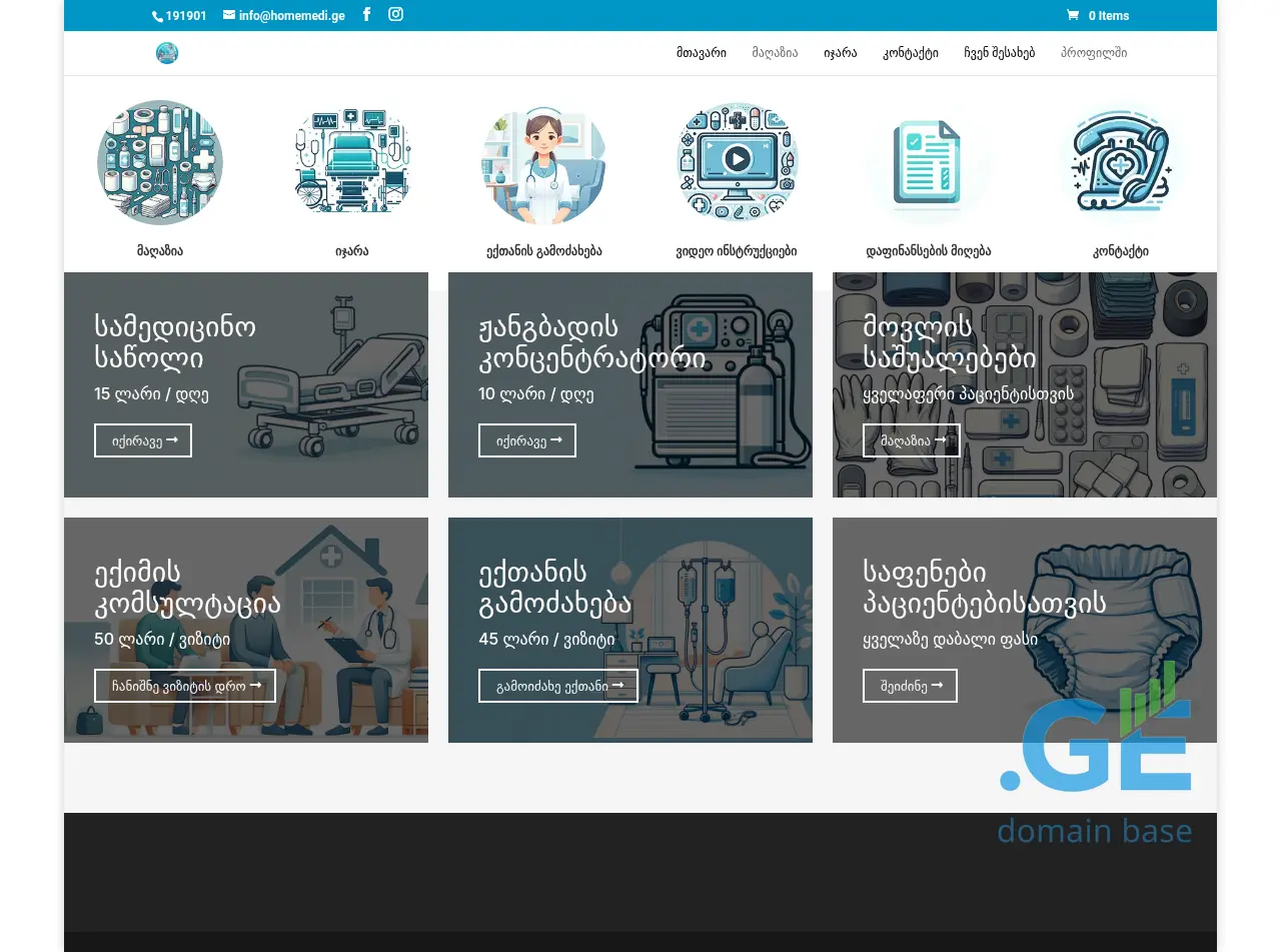 Screenshot of the site homemedi.ge