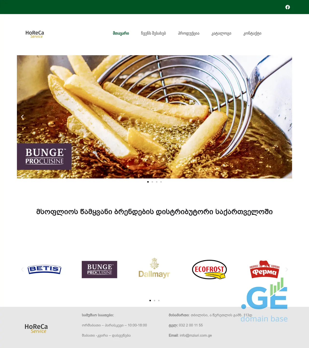 Screenshot of the site horeca-service.ge
