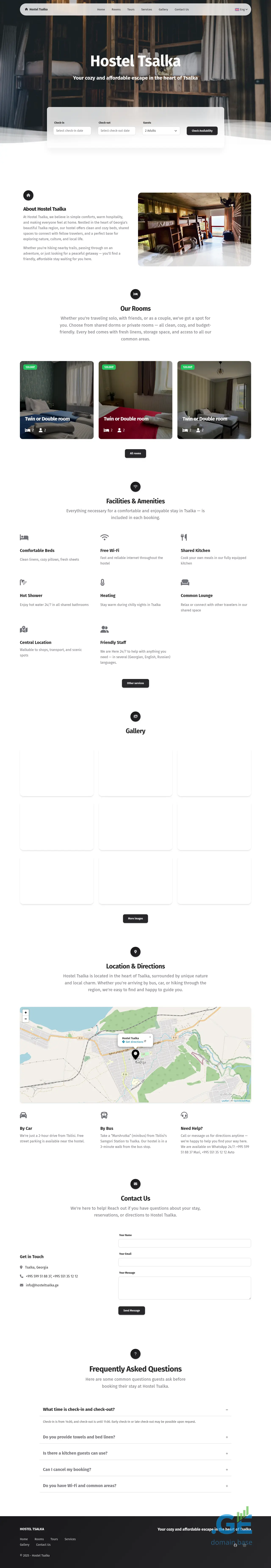 Screenshot of the site hosteltsalka.ge