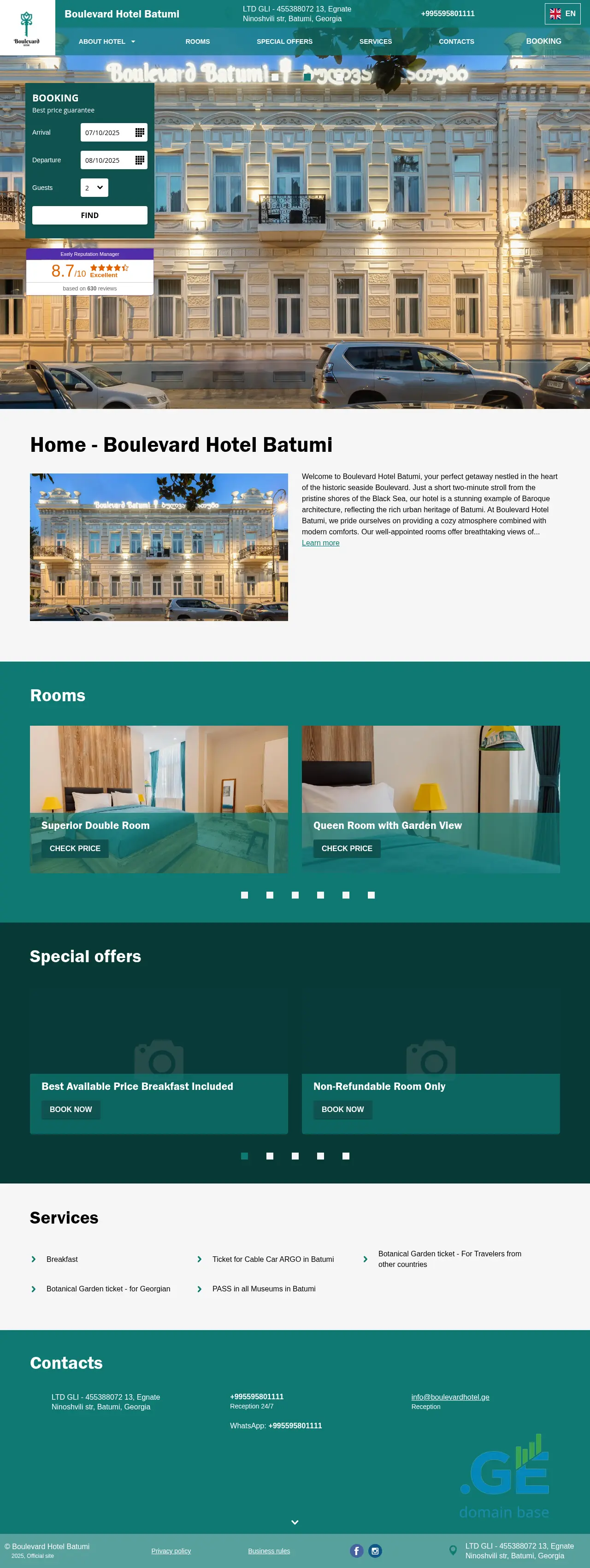 Screenshot of the site hotelboulevard.ge