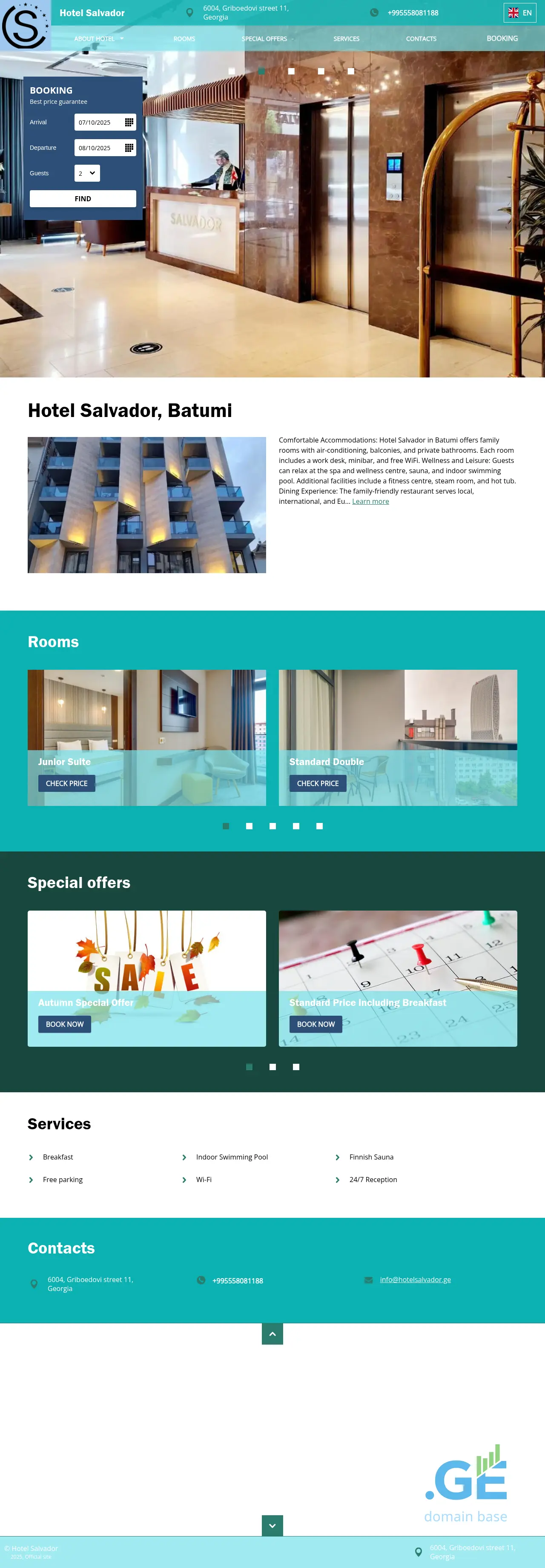 Screenshot of the site hotelelegance.ge